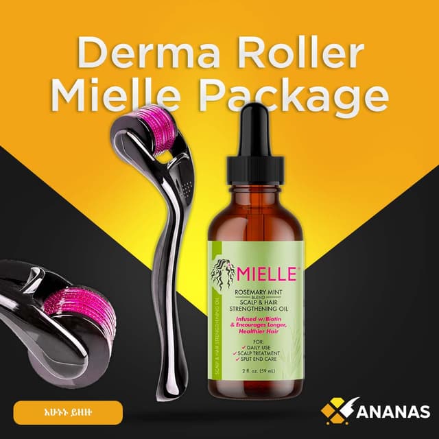 Derma Roller (0.5mm) & Mielle Hair Growth Oil (59ml) Package