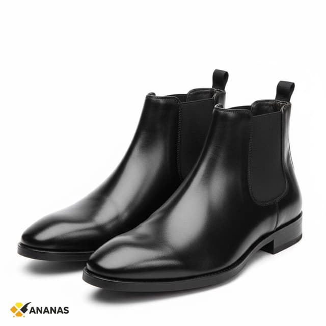 Handcrafted Black Chelsea Boots. Premium Glossy Leather with Classic Elastic Side Panels
