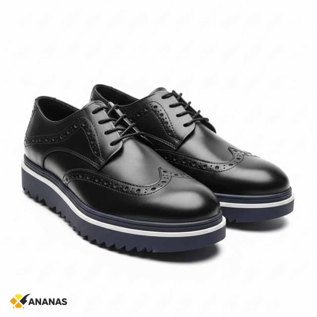 Handcrafted Black Leather Oxford Shoes. Premium Genuine Leather with Classic Brogue Detailing.