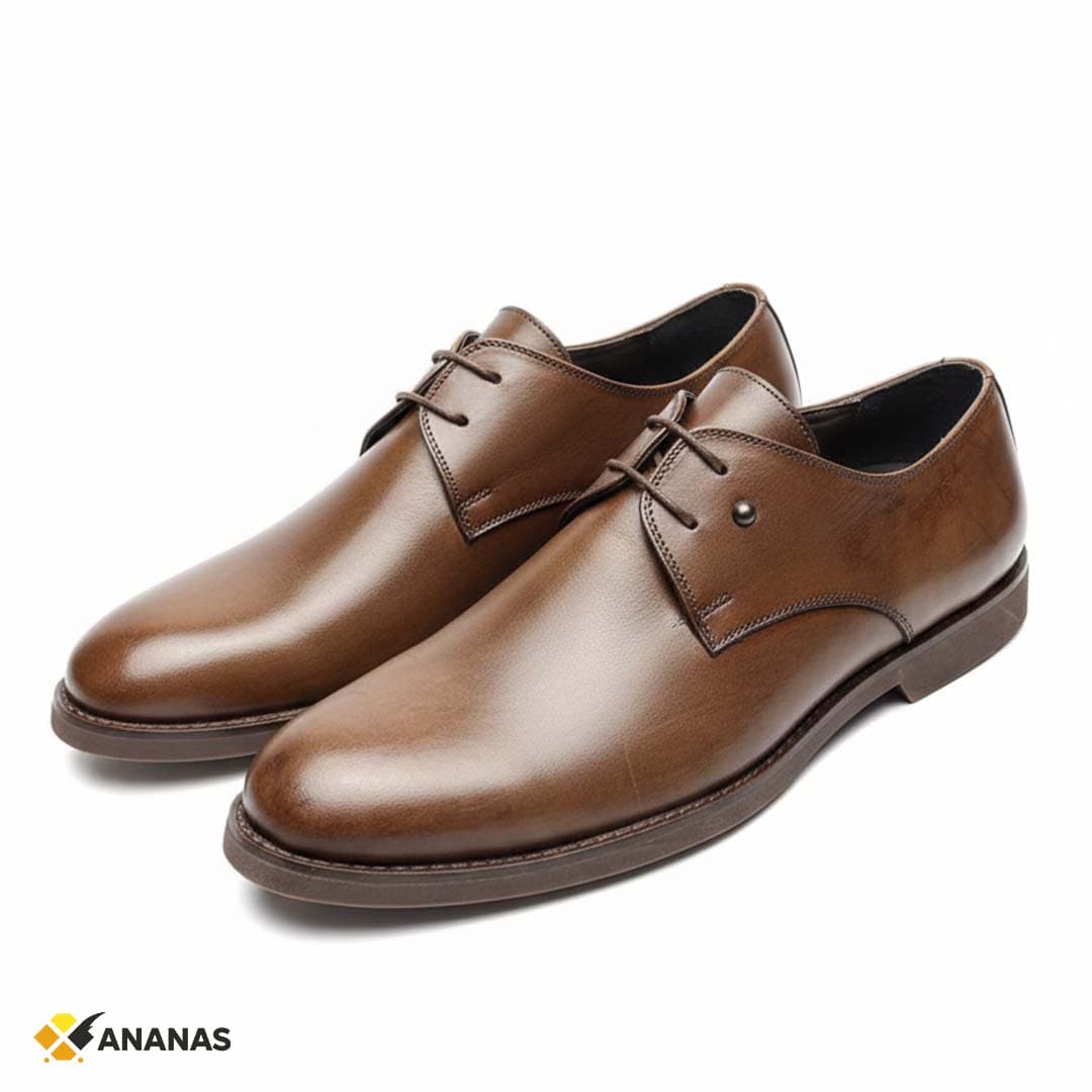 Brown Leather Lace Up Dress Shoes. Smooth Finish with Comfortable Fit