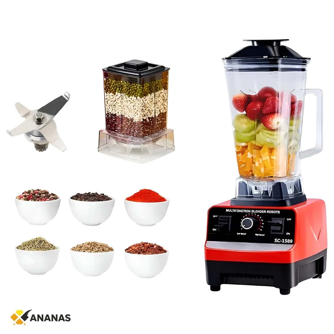 Silver Crest 2-in-1 High Powered Professional Juicer & Blender. Stainless Steel Nutrient Extractor. Heavy Duty Electric Juicing Machine for Whole Fruits and Vegetables