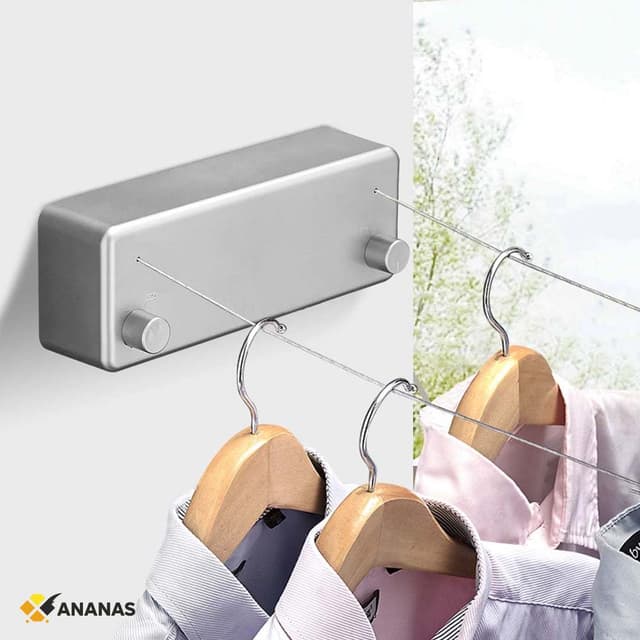 ልብስ ማስጫ. Double Rope Retractable Clothesline. Space Saving Wall-Mounted Laundry Drying Rack. Indoor and Outdoor Dual Line System for Home  8.4 meter long