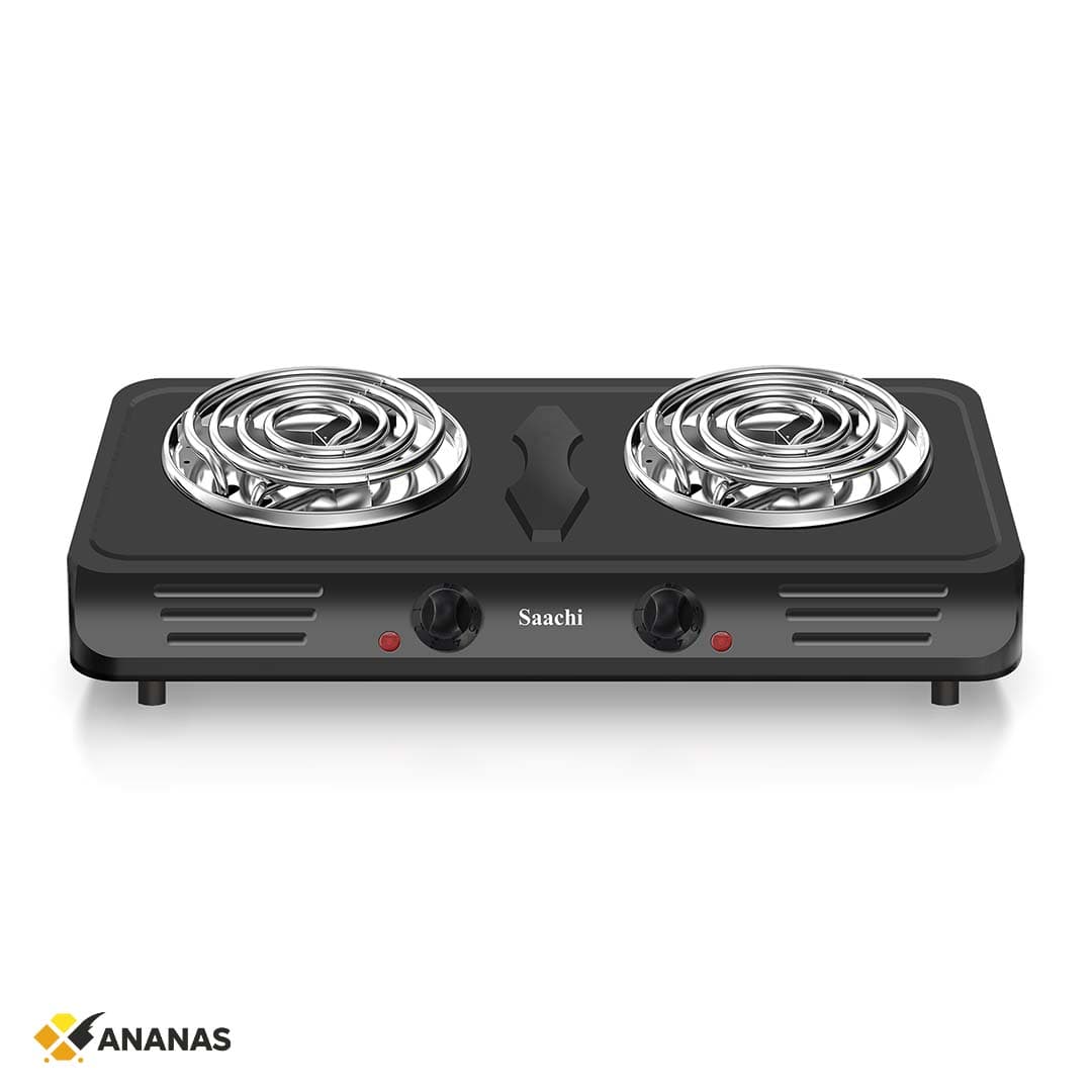 Saachi Double Burner Electric Stove. Countertop Cooktop with Dual Temperature Controls, Heavy Duty Hot Plate for Home.