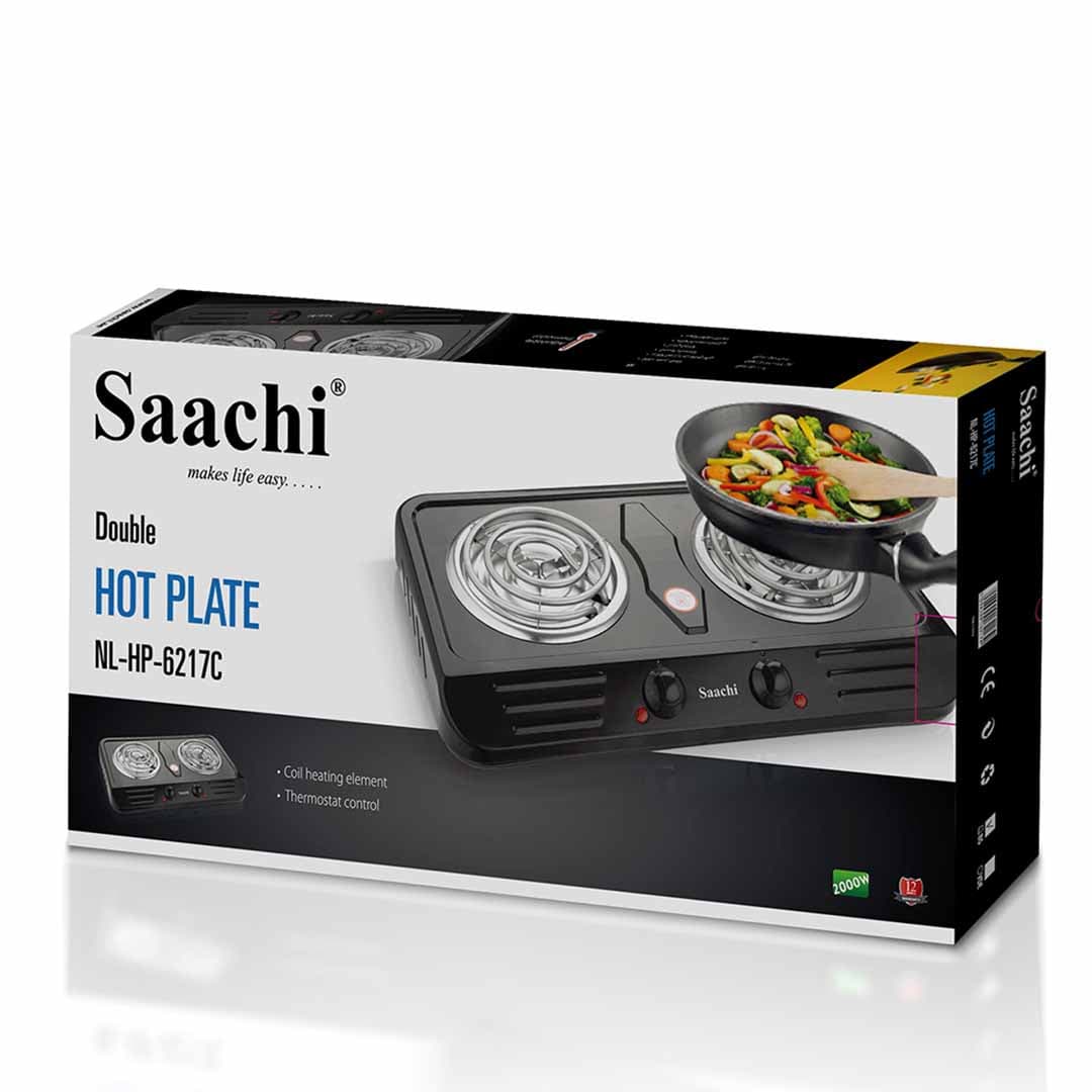 Saachi Double Burner Electric Stove. Countertop Cooktop with Dual Temperature Controls, Heavy Duty Hot Plate for Home.