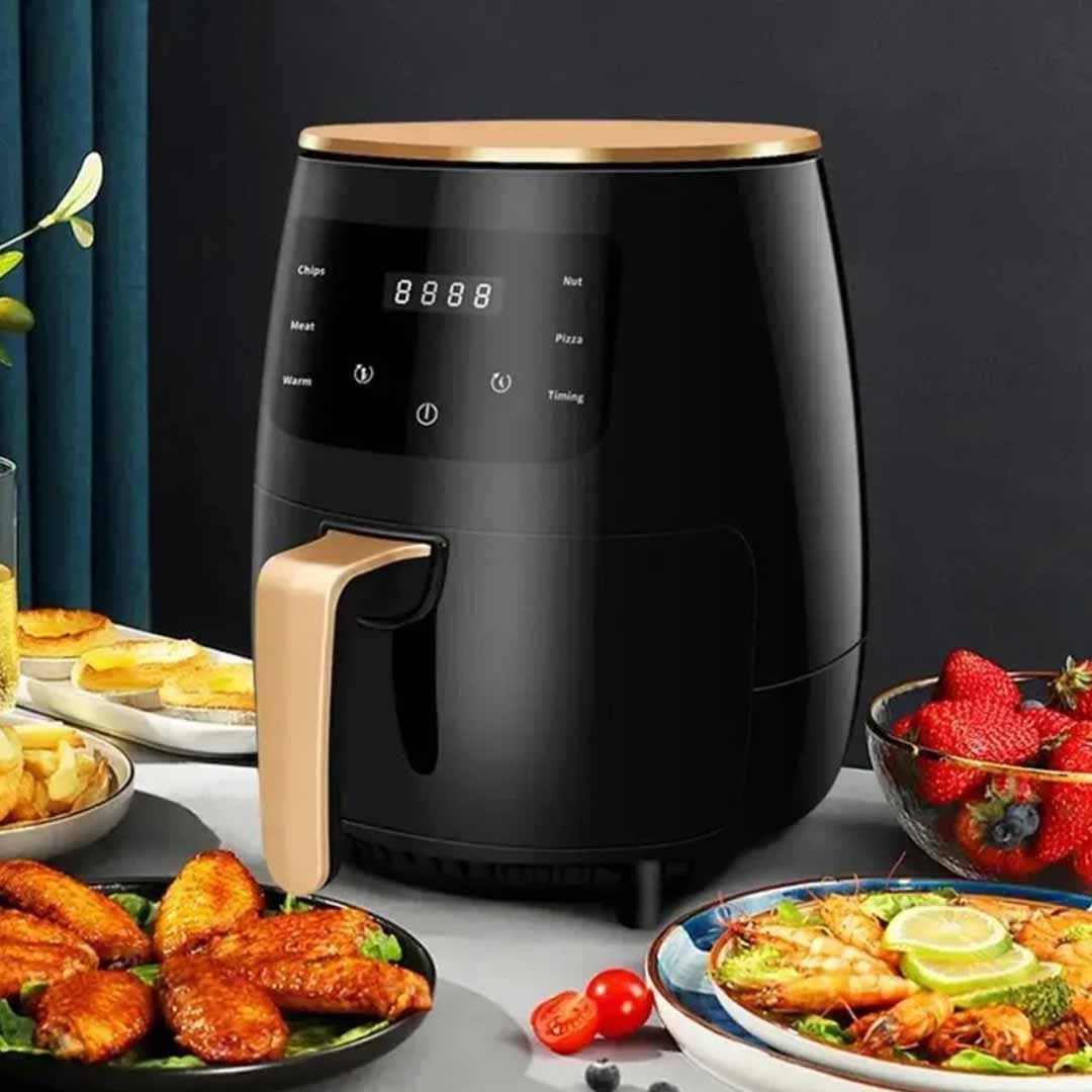 Sutai ST-505 Digital Air Fryer, 6 Liter Large Capacity. Oil Free Healthy Cooker with Smart Touchscreen. Multi-Functional Electric Oven for Roasting, Baking, and Crispy Frying