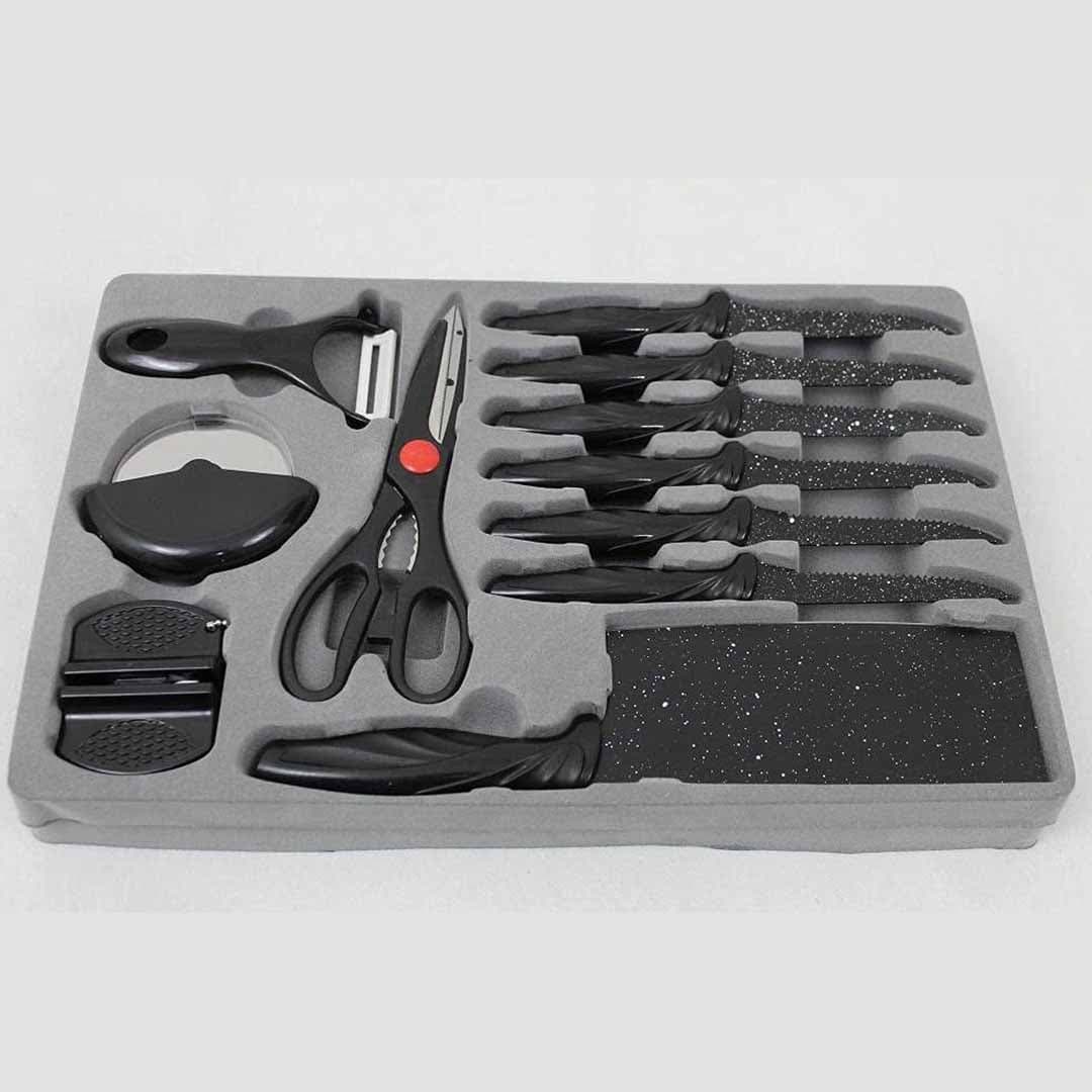 Zepter Quality 18-Piece Professional Kitchen Knife Set. Premium High Carbon Stainless Steel Chef Knives. Ergonomic Non-Slip Handles with Sharpener and Designer Storage Stand