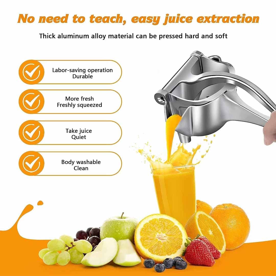 Heavy-Duty Stainless Steel Manual Citrus Juicer. Hand Press Fruit Squeezer with Ergonomic Handles for Oranges, Lemons, Limes & Grapefruits