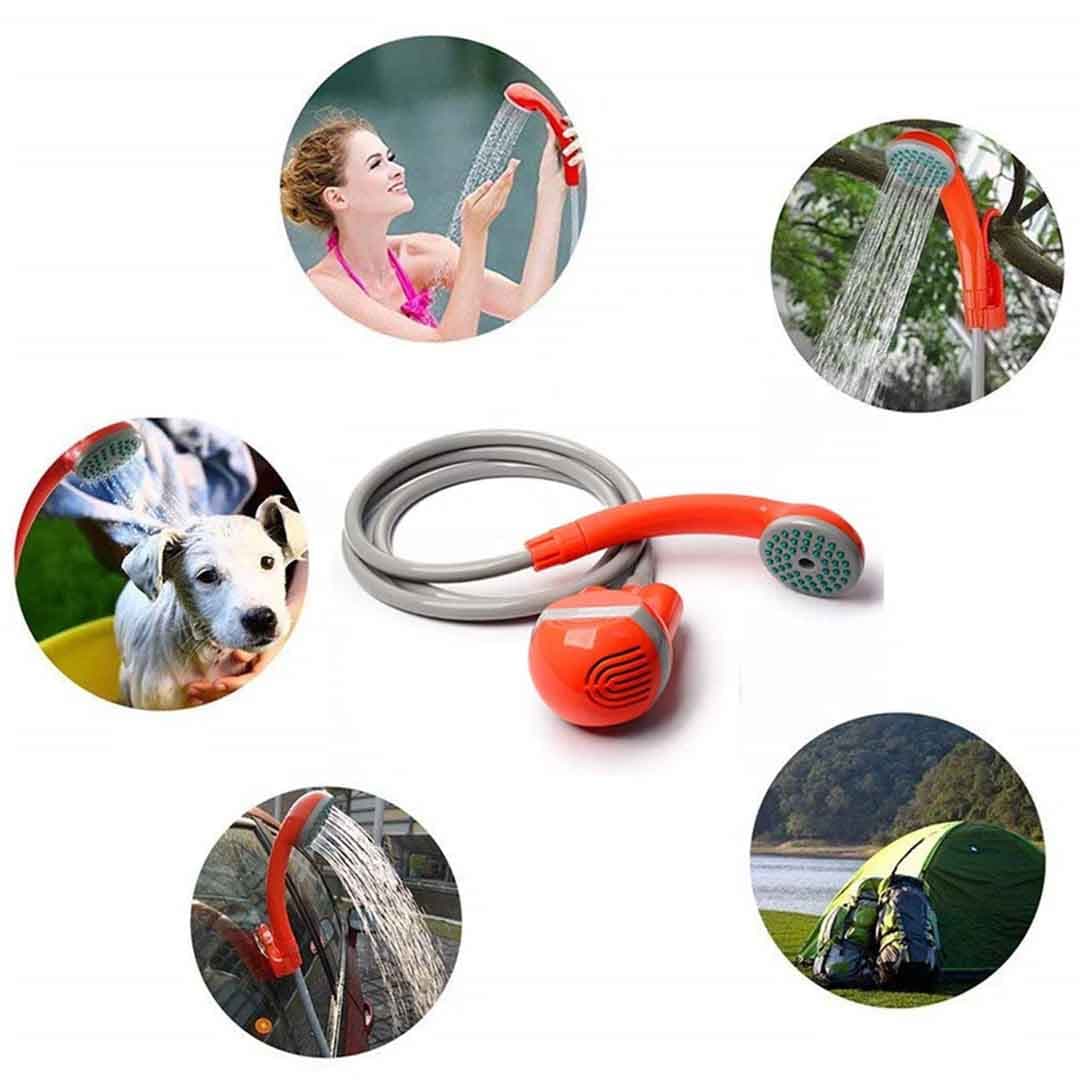 Portable Electric Shower Pump. Rechargeable Outdoor Shower with Hose & Spray Head