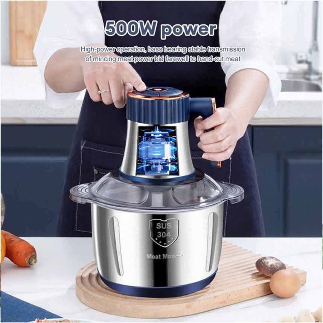 Food King 4L Electric Meat & Onion Grinder - Powerful Multifunctional Food Processor with Stainless Steel Blades, Dual Speed, and Large Bowl for Vegetables, Meat, Garlic, and More