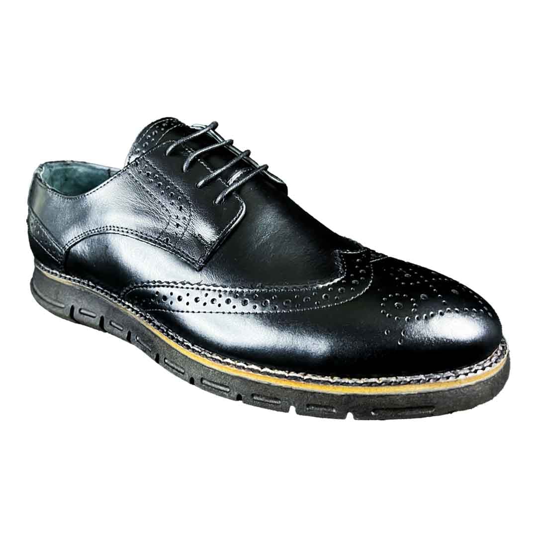 Handcrafted Black Leather Shoes. Premium Genuine Leather Flats for Men, Sleek Minimalist Design with Durable Flat Sole, Handmade Elegance for Everyday Wear