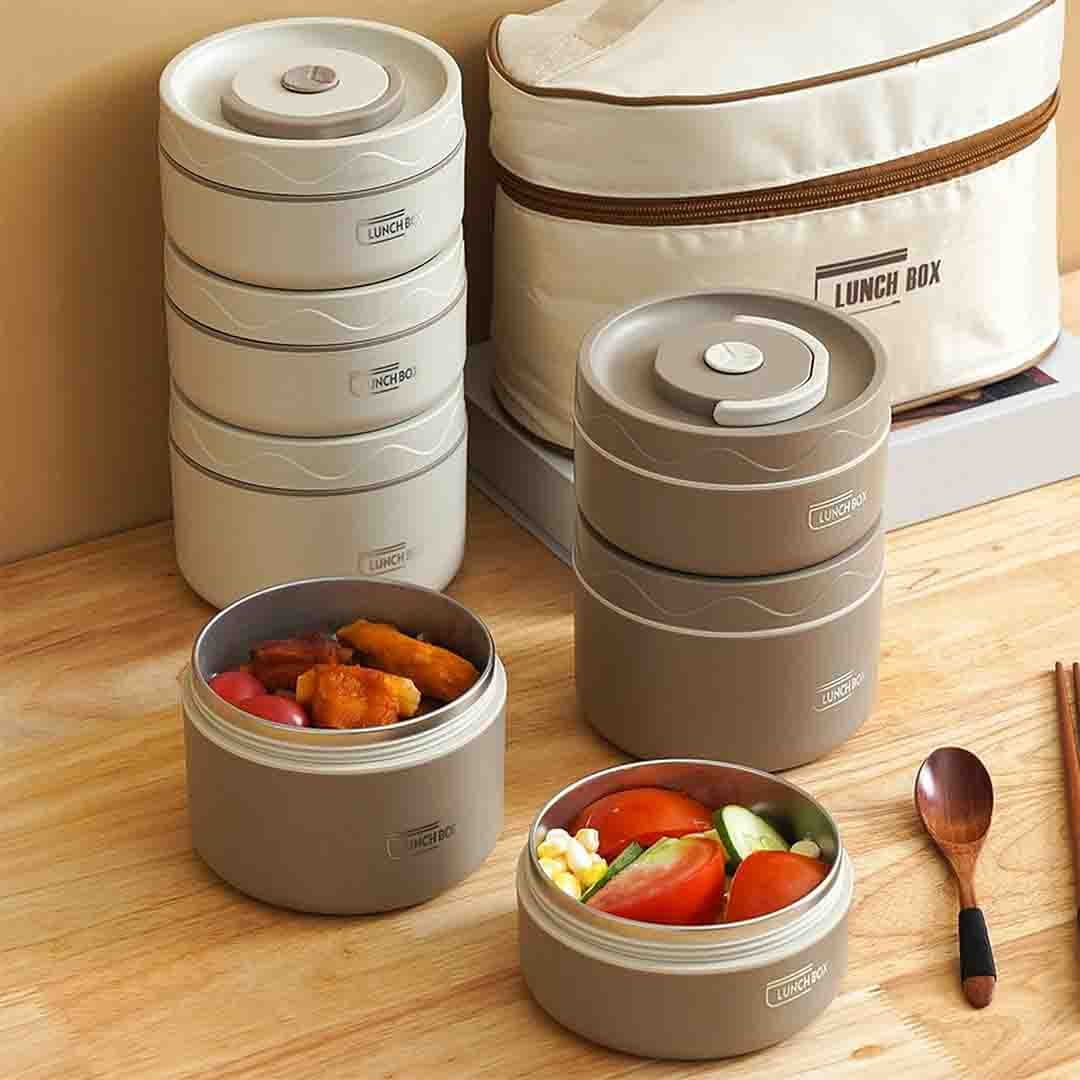 Stainless Steel Insulated Lunch Box with Thermal Bag. Leakproof & Portable Food Container for Hot/Cold Meals