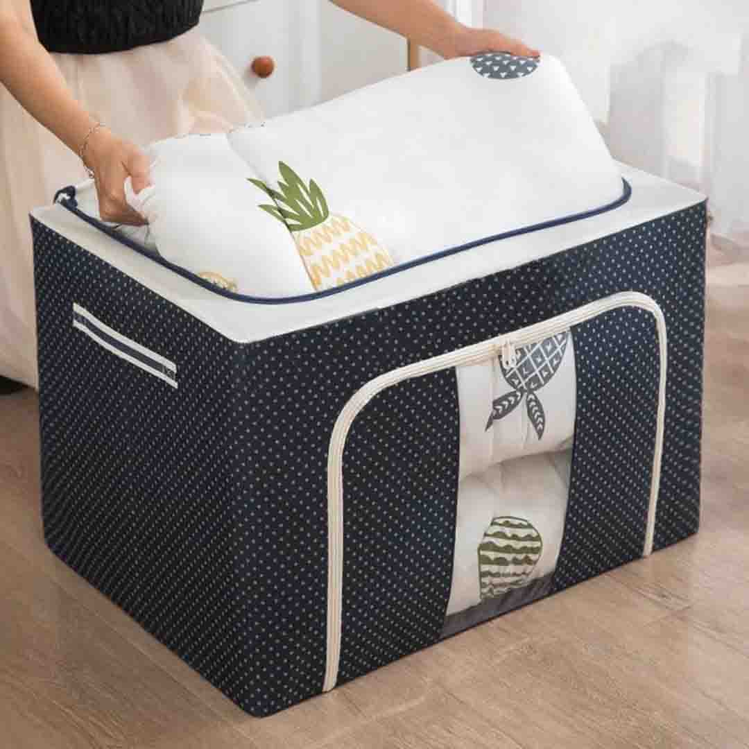 Large Foldable Cloth Storage Bag. Breathable Fabric Organizer with Zipper & Handles for Clothes, Blankets & Seasonal Storage