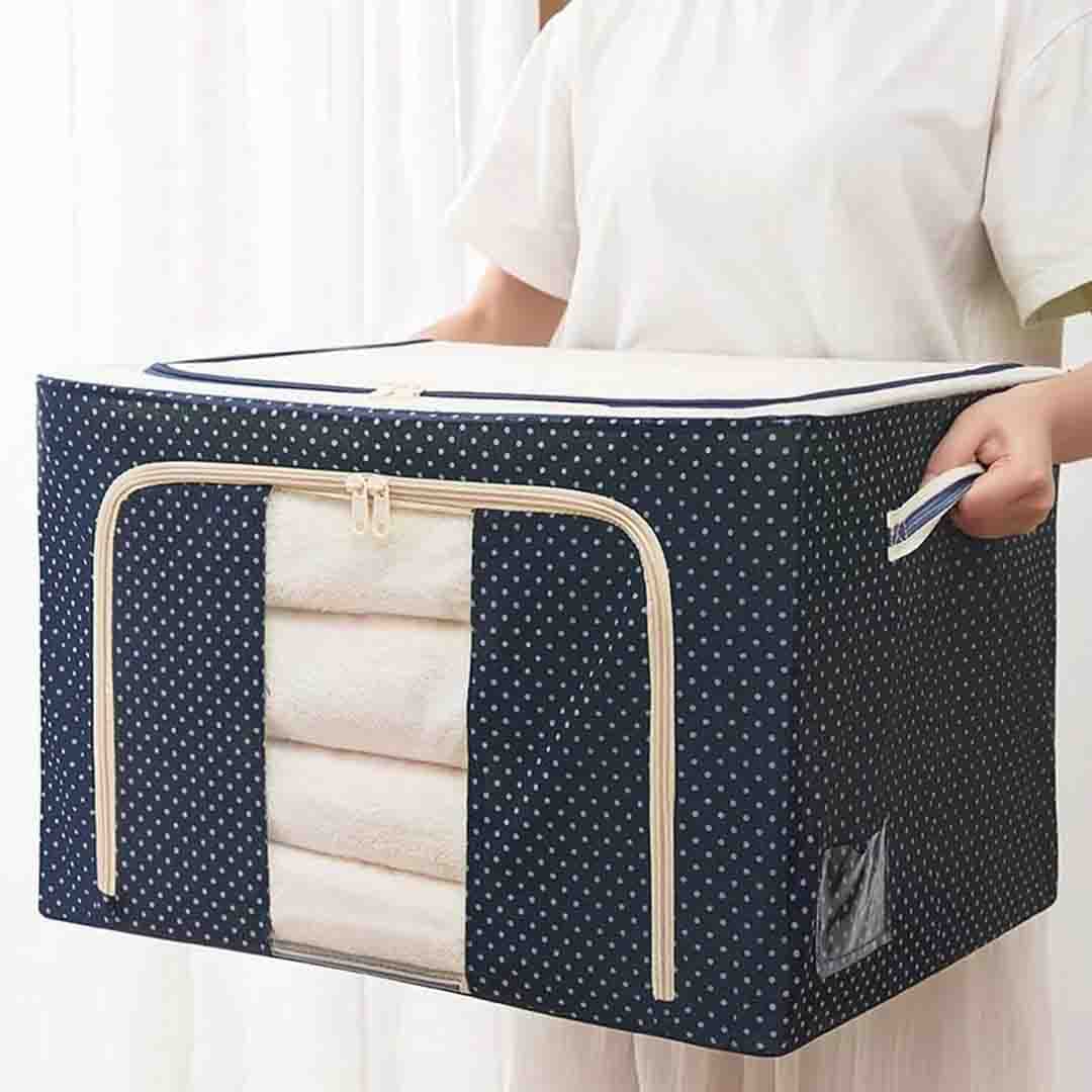 Large Foldable Cloth Storage Bag. Breathable Fabric Organizer with Zipper & Handles for Clothes, Blankets & Seasonal Storage