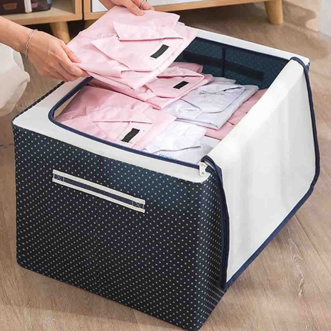 Large Foldable Cloth Storage Bag. Breathable Fabric Organizer with Zipper & Handles for Clothes, Blankets & Seasonal Storage
