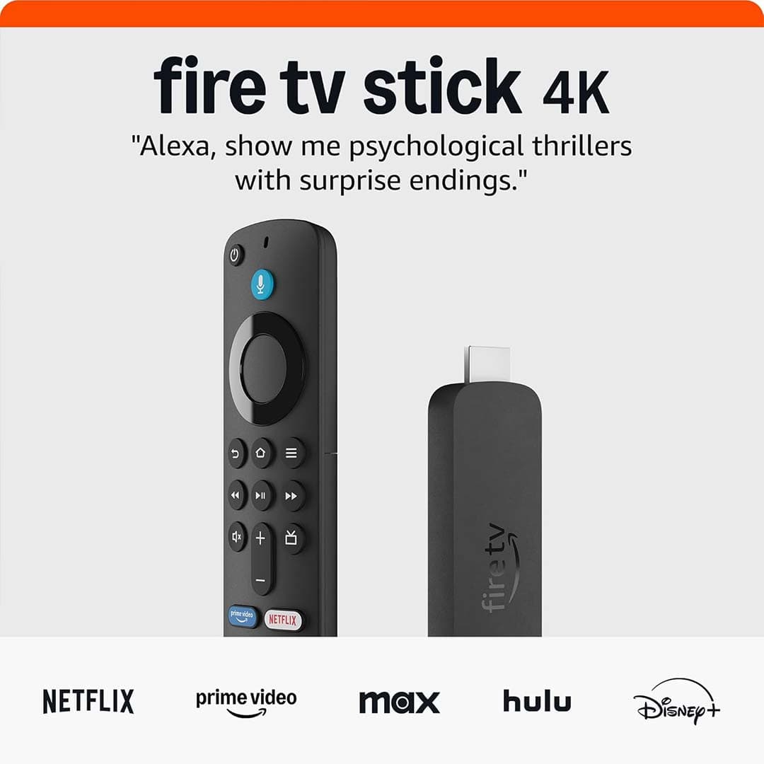 Fire TV Stick 4K with Alexa Voice Remote. Stream in 4K Ultra HD with Dolby Vision & Smart Home Control