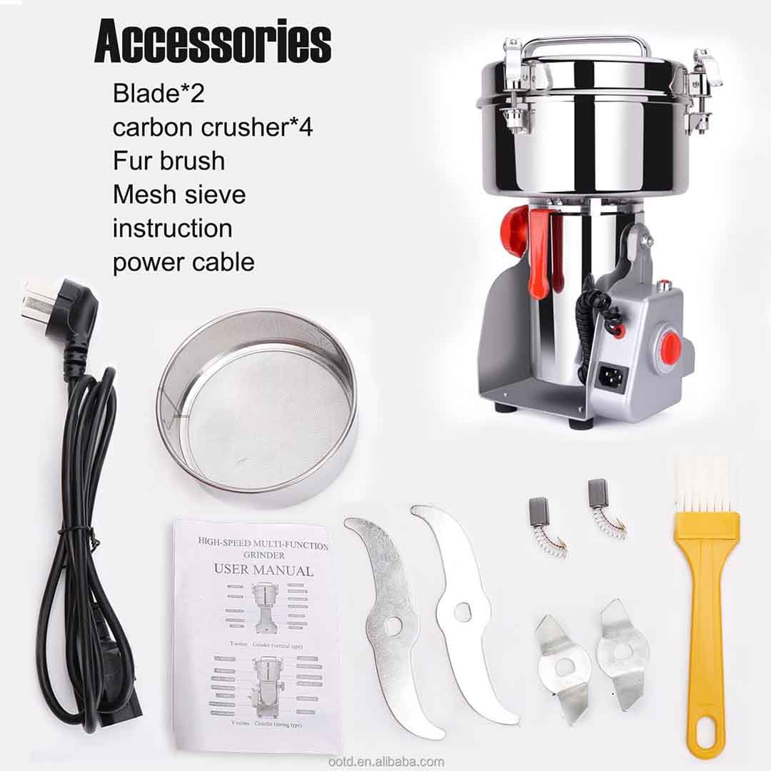 500g Electric Food Grinder Mill. High-Speed Stainless Steel Grinder Machine for Spices, Coffee & Grains