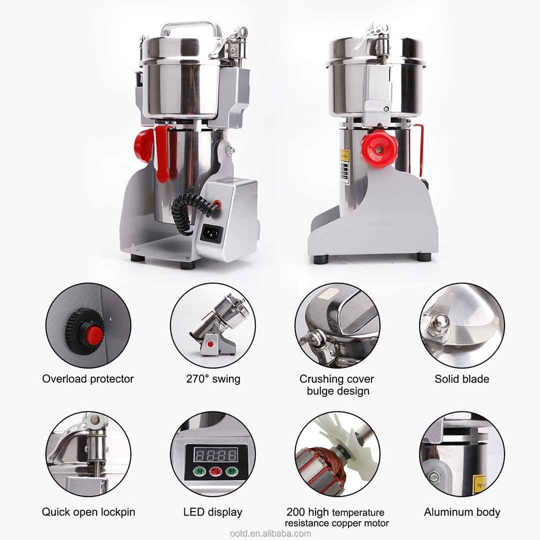 500g Electric Food Grinder Mill. High-Speed Stainless Steel Grinder Machine for Spices, Coffee & Grains
