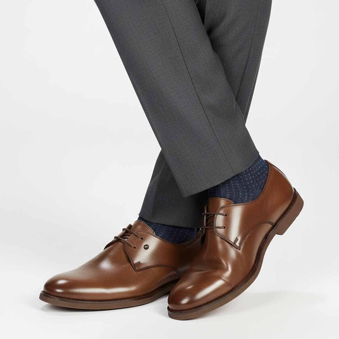 Brown Leather Lace Up Dress Shoes. Smooth Finish with Comfortable Fit