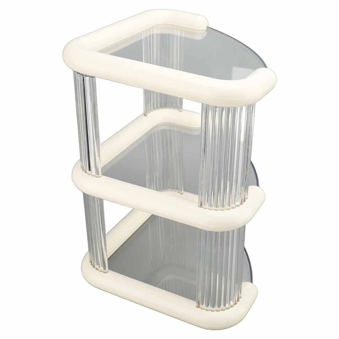 Luxury 3-Tier Corner Vanity Organizer. Modern Glass Perfume Stand & Skincare Display. Space Saving Countertop Storage for Bathroom, Bedroom, & Dresser.