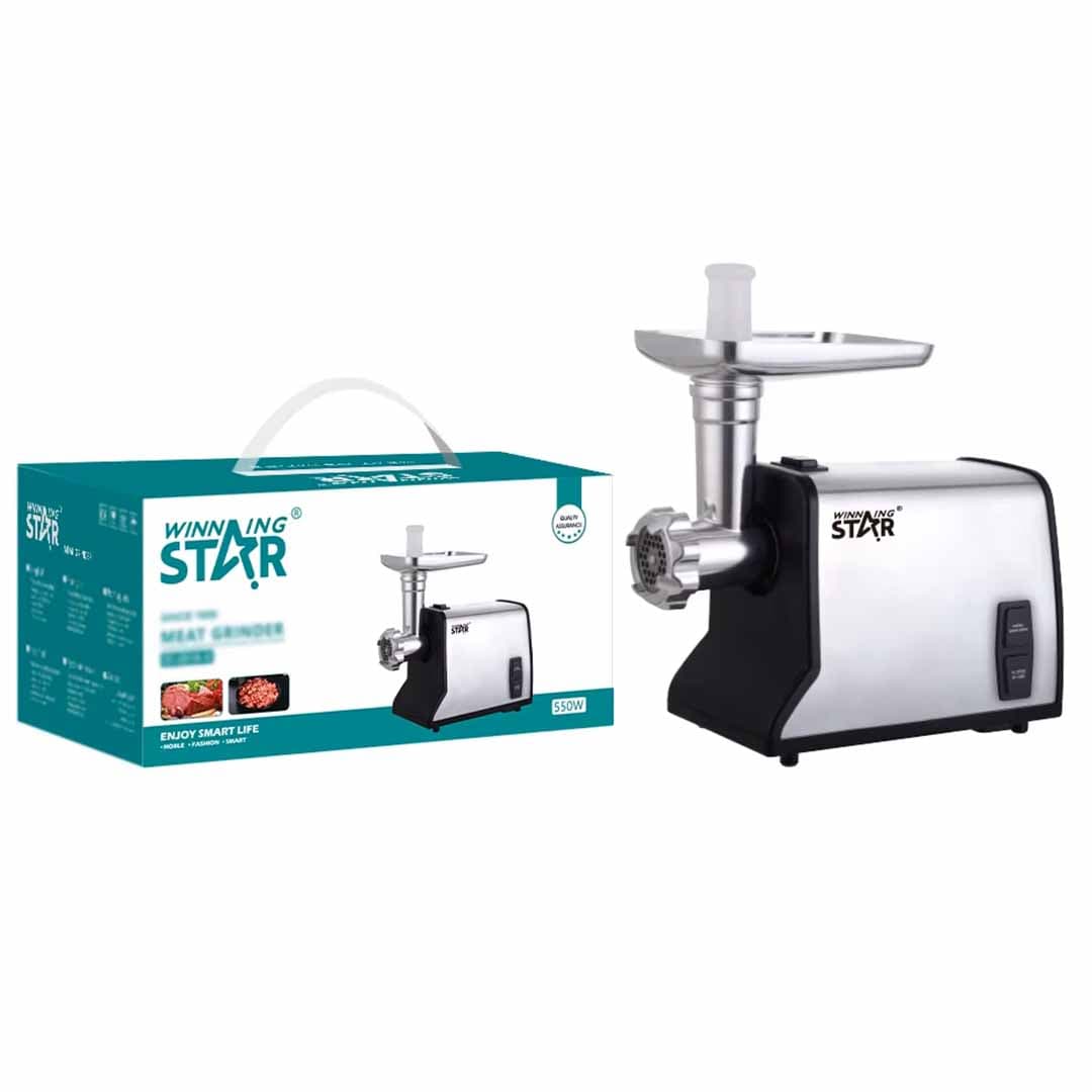 Winning Star Electric Meat Grinder and Mincer. High Performance Stainless Steel Food Processor. Heavy Duty Kitchen Appliance with Reverse Function