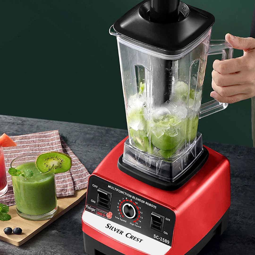 Silver Crest 2-in-1 High Powered Professional Juicer & Blender. Stainless Steel Nutrient Extractor. Heavy Duty Electric Juicing Machine for Whole Fruits and Vegetables