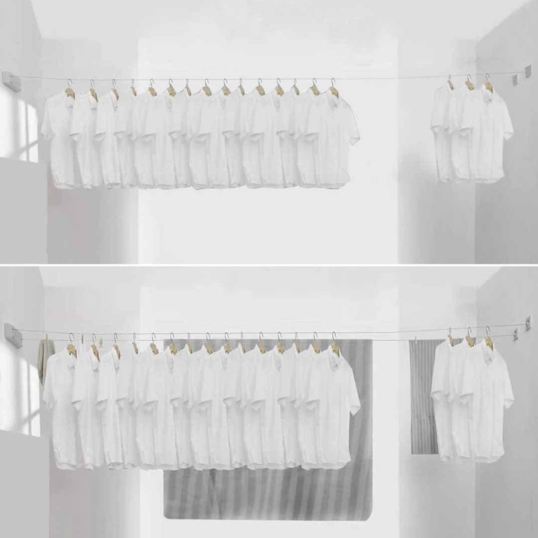 ልብስ ማስጫ. Double Rope Retractable Clothesline. Space Saving Wall-Mounted Laundry Drying Rack. Indoor and Outdoor Dual Line System for Home  8.4 meter long
