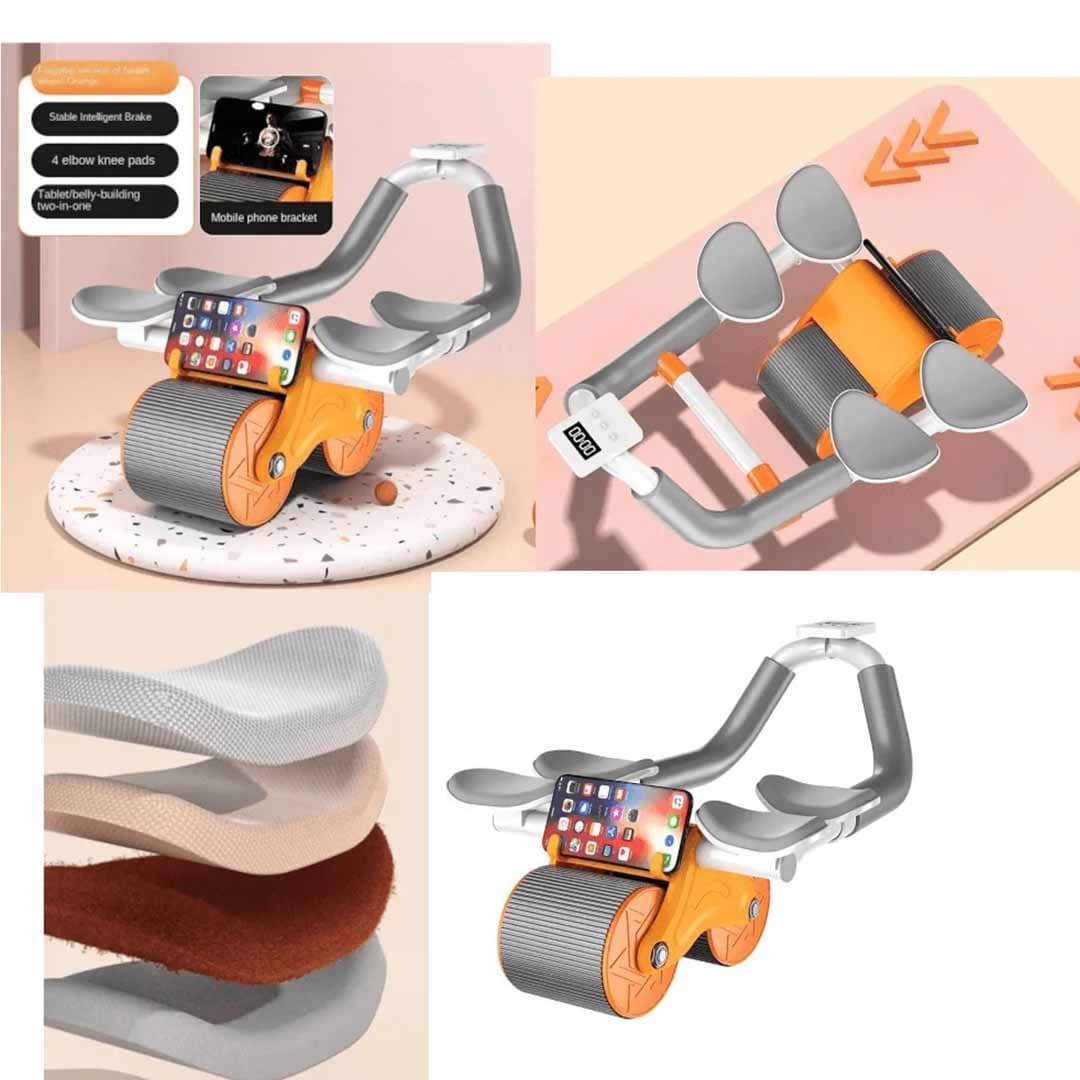 Automatic Rebound Abdomen Wheel with Elbow Support. Stable Abdominal Trainer for Home Gym.