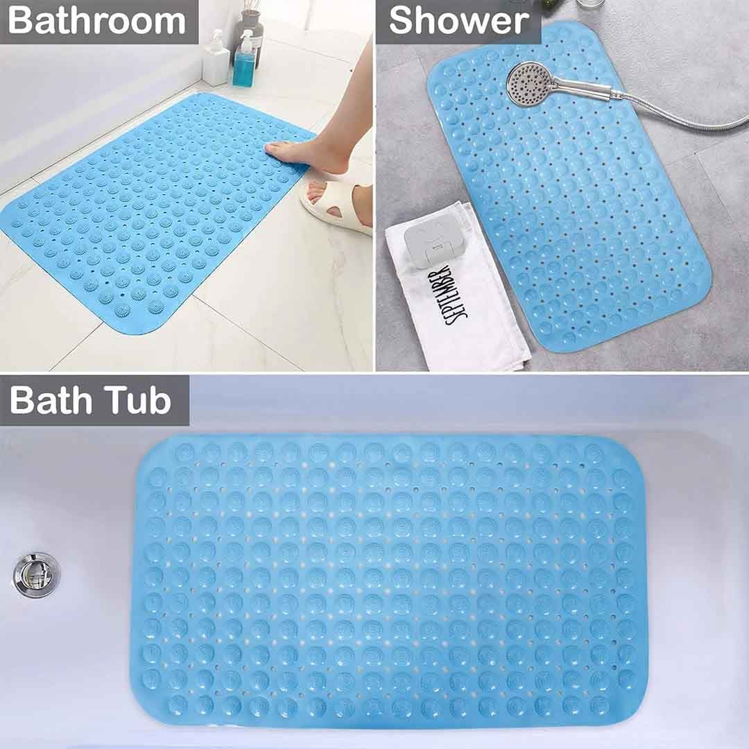 Anti-Slip Bath Mat. Soft Massage Shower Mat with Drain Holes for Bathroom Safety