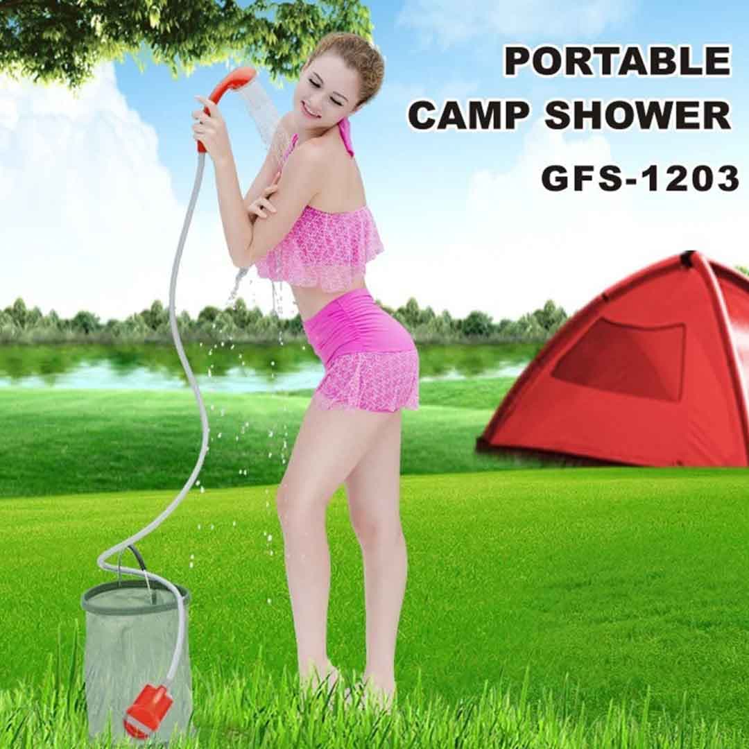 Portable Electric Shower Pump. Rechargeable Outdoor Shower with Hose & Spray Head
