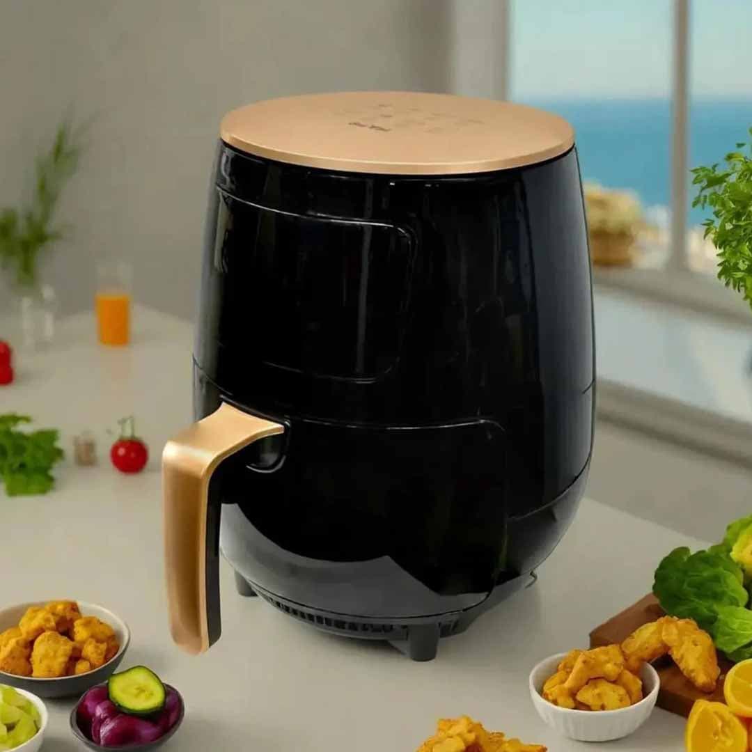 Sutai ST-505 Digital Air Fryer, 6 Liter Large Capacity. Oil Free Healthy Cooker with Smart Touchscreen. Multi-Functional Electric Oven for Roasting, Baking, and Crispy Frying