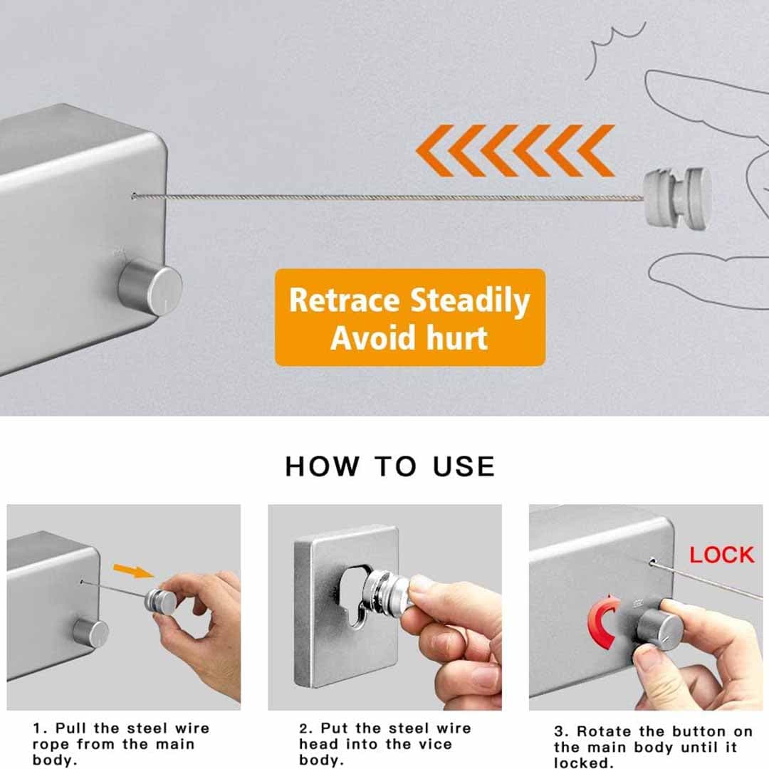 ልብስ ማስጫ. Double Rope Retractable Clothesline. Space Saving Wall-Mounted Laundry Drying Rack. Indoor and Outdoor Dual Line System for Home  8.4 meter long