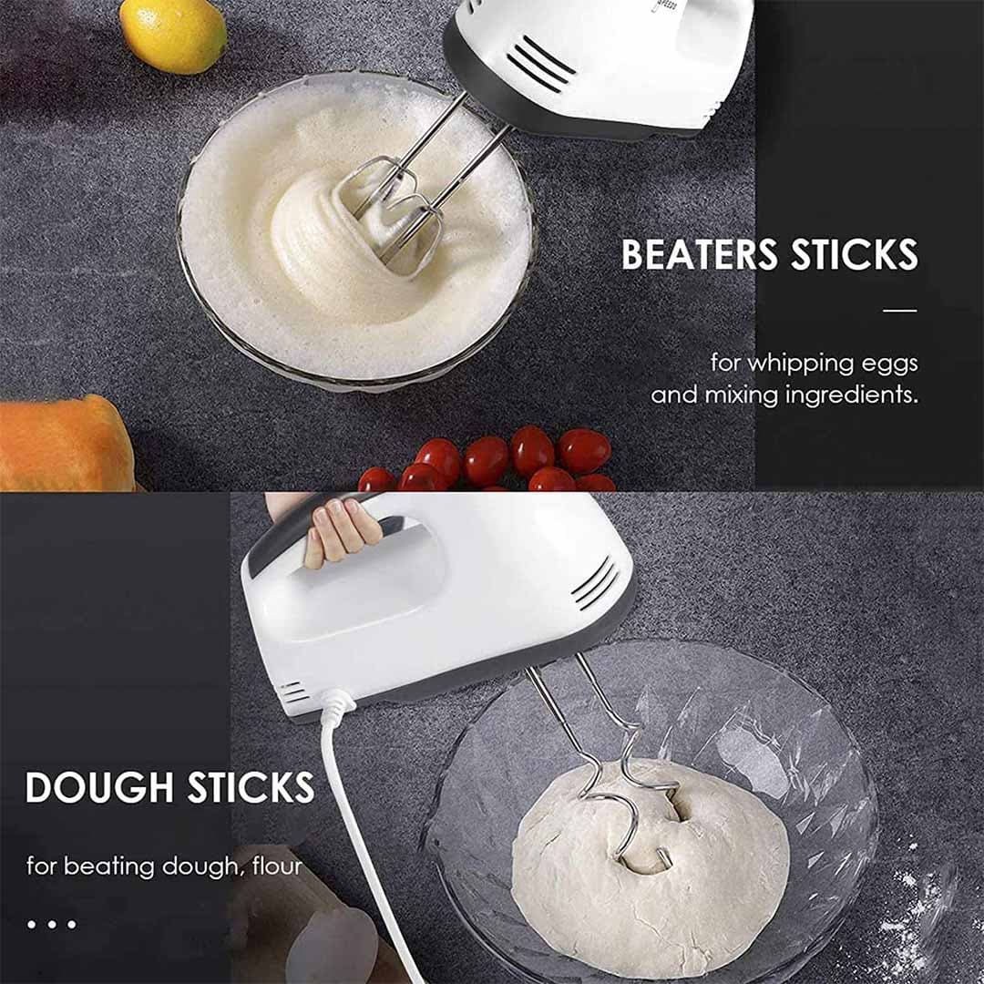 7-Speed Electric Hand Mixer with Stainless Steel Beaters & Dough Hooks. Lightweight Powerful Mixer for Baking, Whipping, Kneading