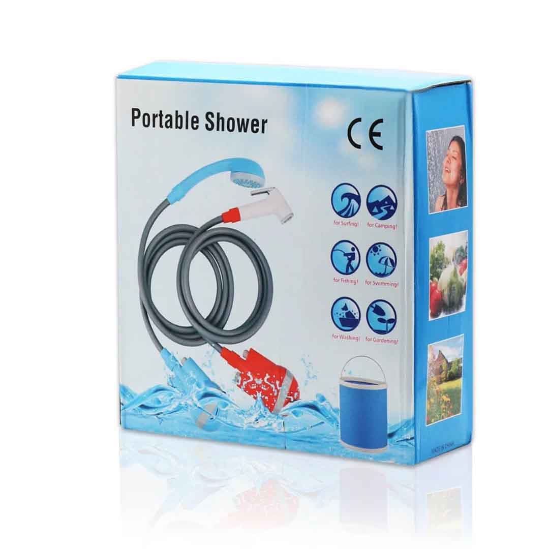Portable Electric Shower Pump. Rechargeable Outdoor Shower with Hose & Spray Head