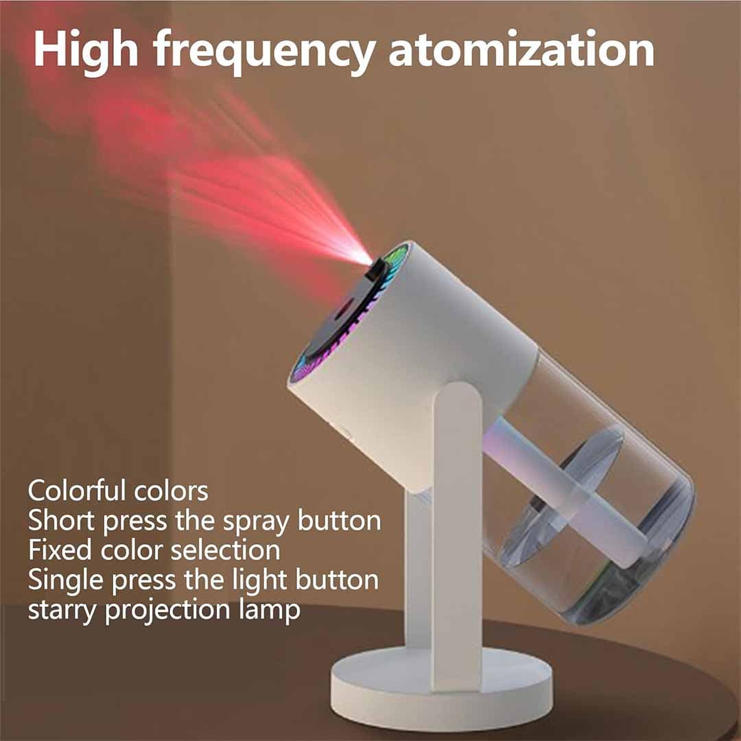 LED Mist Humidifier with Color Changing Projector. 360° Rotating Atmosphere Lamp, Ultrasonic Cool Mist for Bedroom, Nursery, Home Decor