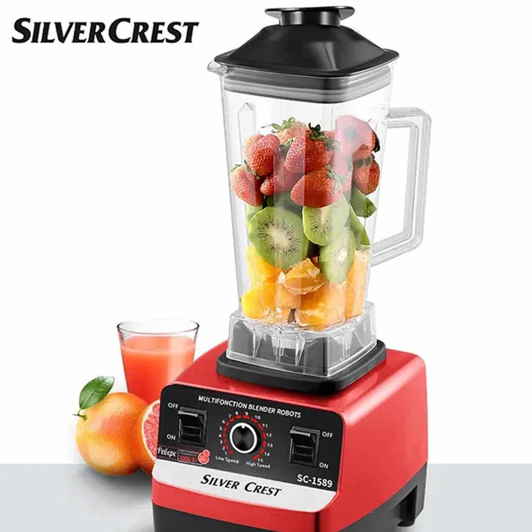 Silver Crest 2-in-1 High Powered Professional Juicer & Blender. Stainless Steel Nutrient Extractor. Heavy Duty Electric Juicing Machine for Whole Fruits and Vegetables