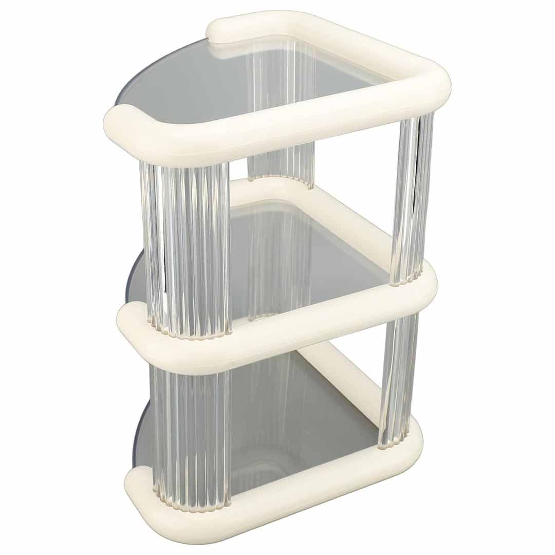 Luxury 3-Tier Corner Vanity Organizer. Modern Glass Perfume Stand & Skincare Display. Space Saving Countertop Storage for Bathroom, Bedroom, & Dresser.