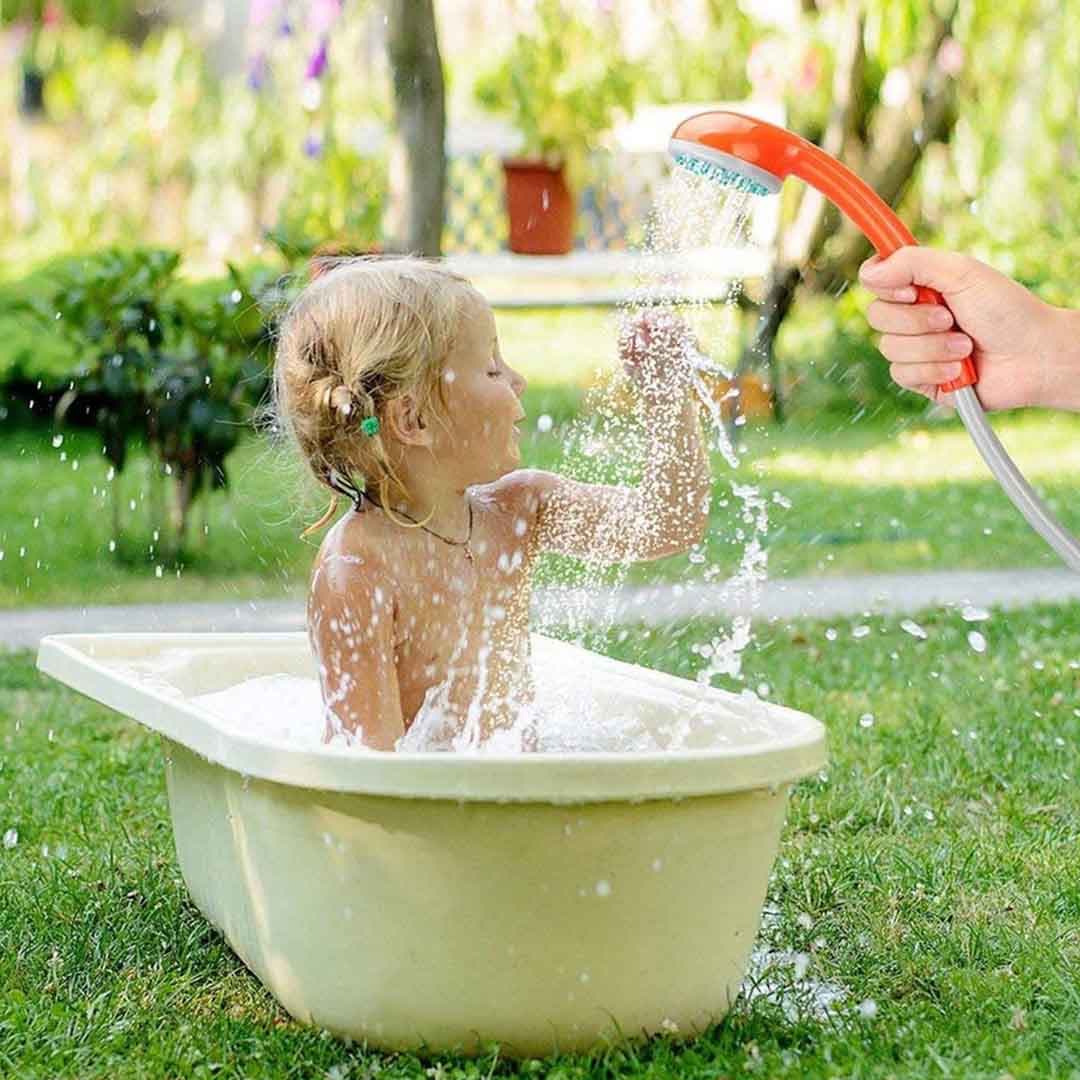 Portable Electric Shower Pump. Rechargeable Outdoor Shower with Hose & Spray Head