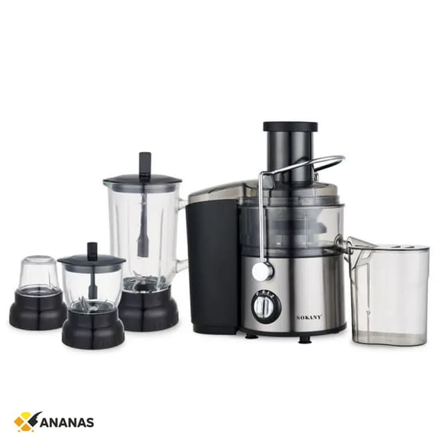 SOKANY 4-in-1 Professional Juicer Extractor & Food Processor Combo. 800W High-Speed Nutrient Blender, Meat Mincer, and Coffee Grinder. Stainless Steel All-in-One Kitchen Station