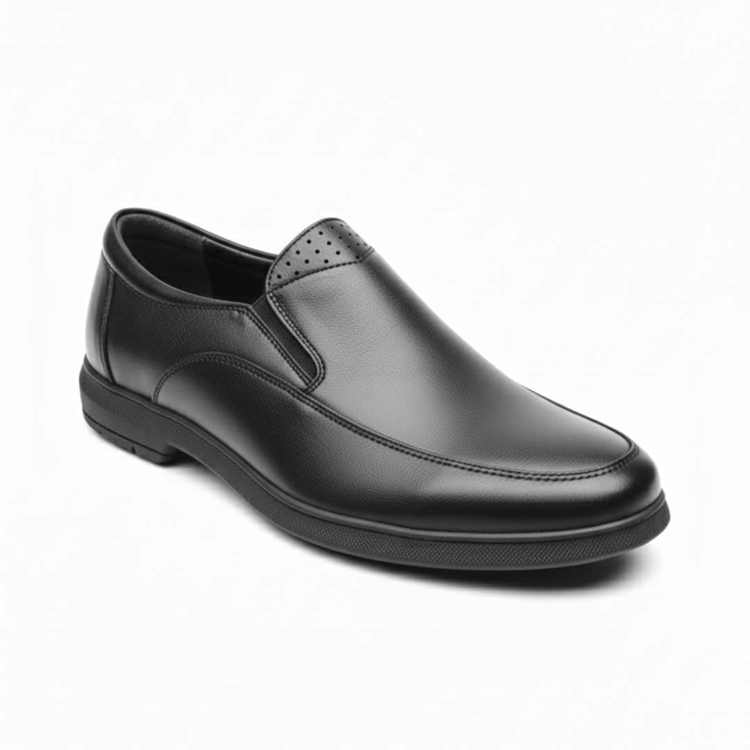 Handcrafted Black Leather Slip-Ons. Premium Smooth Leather with Flexible Comfort Fit