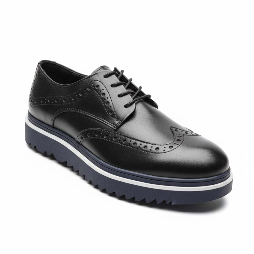 Handcrafted Black Leather Oxford Shoes. Premium Genuine Leather with Classic Brogue Detailing.